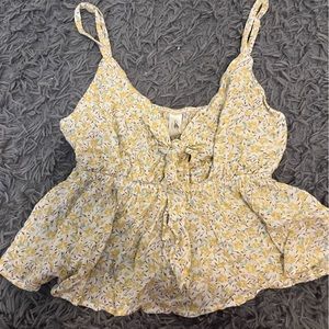 Mahina Large Floral Tie Crop Top